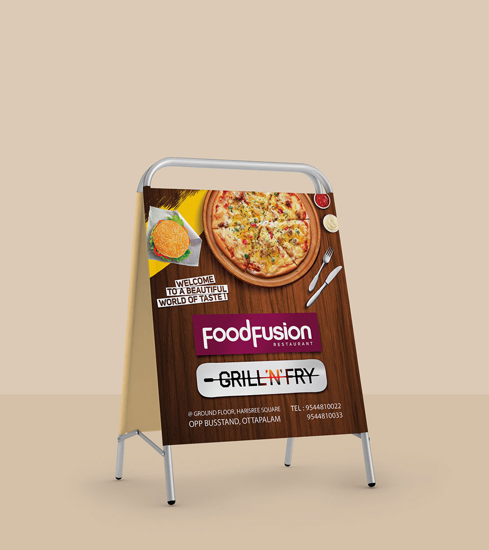 Nila FoodFusion, Grill 'N' Fry Standee Design